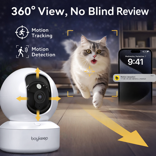 Smart Indoor WiFi Camera – 2K HD • 360° Motion Tracking